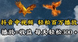 抖音中视频轻松百万播放，有播放就有收益，每天轻松两三张【揭秘】-最全资源库