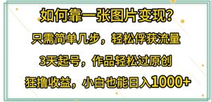 如何靠一张图片变现?只需简单几步,轻松俘获流量,3天起号,作品轻松过原创【揭秘】-最全资源库