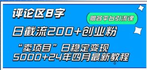 抖音评论区8字日截流200+创业粉 “卖项目”日稳定变现5000+【揭秘】-最全资源库