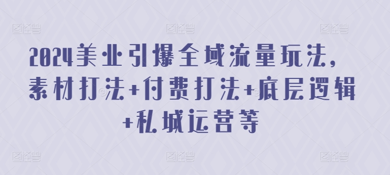 2024美业引爆全域流量玩法,素材打法 付费打法 底层逻辑 私城运营等-最全资源库