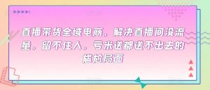 直播带货全域电商，解决直播间没流量，留不住人，亏米送都送不出去的尴尬局面-最全资源库