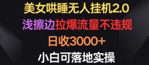 美女哄睡无人挂机2.0.浅擦边拉爆流量不违规，日收3000+，小白可落地实操【揭秘】-最全资源库