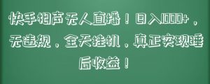 快手相声无人直播,日入1000+,无违规,全天挂机,真正实现睡后收益【揭秘】-最全资源库