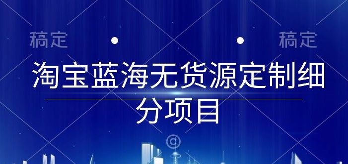 淘宝蓝海无货源定制细分项目，从0到起店实操全流程【揭秘】-最全资源库