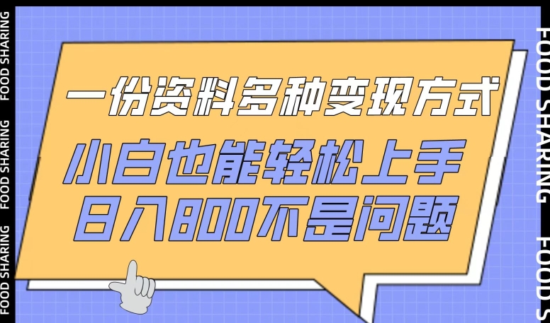 一份资料多种变现方式，小白也能轻松上手，日入800不是问题【揭秘】-最全资源库
