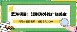 蓝海项目!短剧海外推广赚美金,利用AI混剪视频,轻松日入300+【揭秘】-最全资源库
