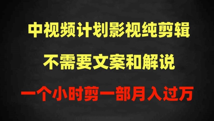 中视频计划影视纯剪辑,不需要文案和解说,一个小时剪一部,100%过原创月入过万【揭秘】-最全资源库