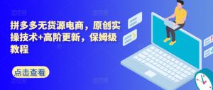 拼多多无货源电商，原创实操技术+高阶更新，保姆级教程-最全资源库
