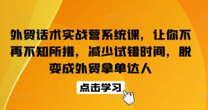 外贸话术实战营系统课,让你不再不知所措,减少试错时间,脱变成外贸拿单达人-最全资源库