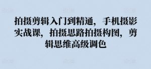 拍摄剪辑入门到精通，​手机摄影实战课，拍摄思路拍摄构图，剪辑思维高级调色-最全资源库