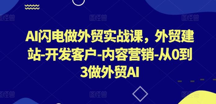 AI闪电做外贸实战课，​外贸建站-开发客户-内容营销-从0到3做外贸AI-最全资源库
