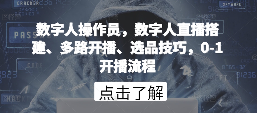 数字人操作员,数字人直播搭建、多路开播、选品技巧,0-1开播流程-最全资源库