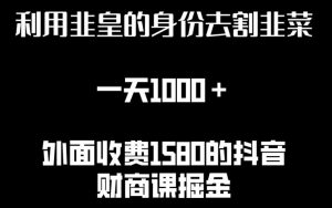 利用非皇的身份去割韭菜，一天1000+(附详细资源)【揭秘】-最全资源库