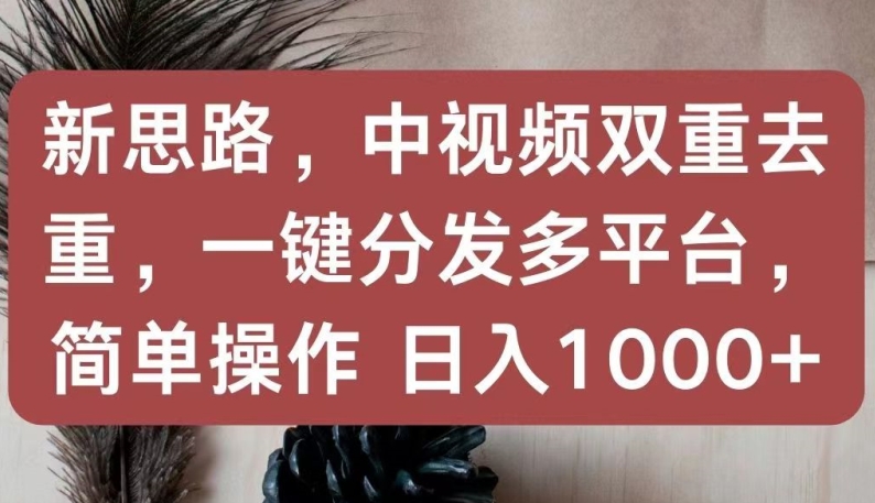 新思路，中视频双重去重，一键分发多平台，简单操作，日入1000+【揭秘】-最全资源库
