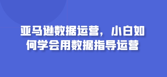 亚马逊数据运营,小白如何学会用数据指导运营-最全资源库