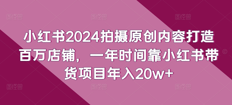 小红书2024拍摄原创内容打造百万店铺,一年时间靠小红书带货项目年入20w+-最全资源库