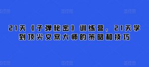21天《子弹秘密》训练营，21天学到顶尖文案大师的策略和技巧-最全资源库