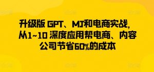 升级版 GPT、MJ和电商实战，从1~10 深度应用帮电商、内容公司节省60%的成本-最全资源库
