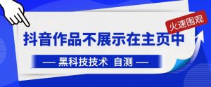 抖音黑科技：抖音作品不展示在主页中【揭秘】-最全资源库