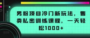 男粉项目冷门新玩法，售卖私密训练课程，一天轻松1000+【揭秘】-最全资源库