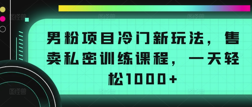 男粉项目冷门新玩法，售卖私密训练课程，一天轻松1000+【揭秘】-最全资源库