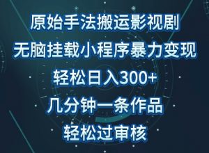 原始手法影视搬运，无脑搬运影视剧，单日收入300+，操作简单，几分钟生成一条视频，轻松过审核【揭秘】-最全资源库