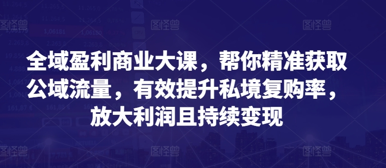全域盈利商业大课，帮你精准获取公域流量，有效提升私境复购率，放大利润且持续变现-最全资源库