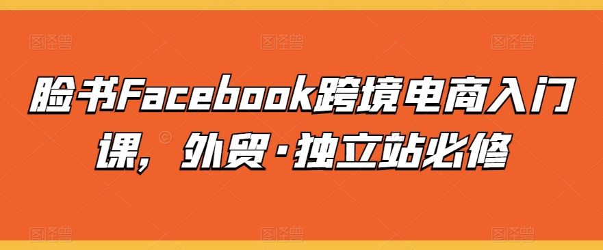 脸书Facebook跨境电商入门课，外贸·独立站必修-最全资源库