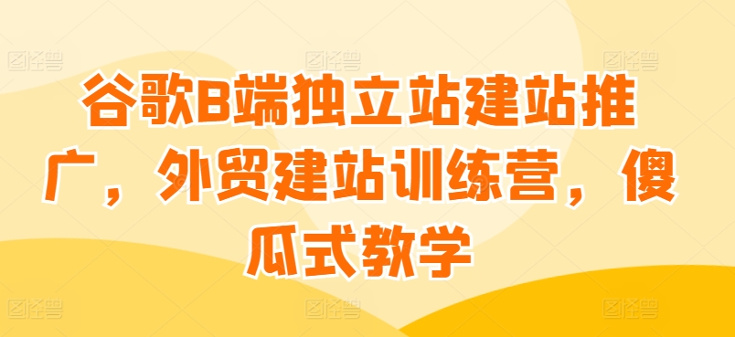 谷歌B端独立站建站推广，外贸建站训练营，傻瓜式教学-最全资源库
