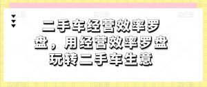 二手车经营效率罗盘,用经营效率罗盘玩转二手车生意-最全资源库