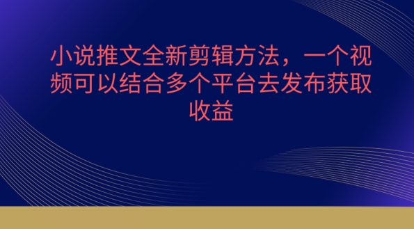小说推文全新剪辑方法，一个视频可以结合多个平台去发布获取【揭秘】-最全资源库