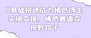 0基础快速成为情感博主实操变现，情感赛道变现野路子-最全资源库