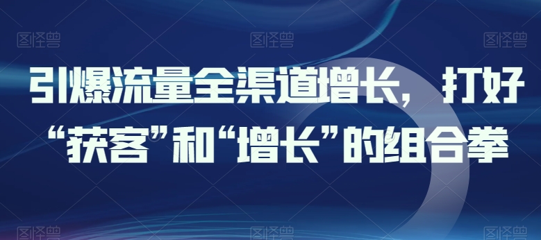 引爆流量全渠道增长，打好“获客”和“增长”的组合拳-最全资源库