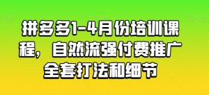 拼多多1-4月份培训课程，自然流强付费推广全套打法和细节-最全资源库