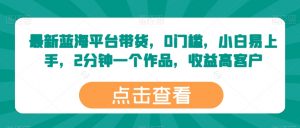 最新蓝海平台带货,0门槛,小白易上手,2分钟一个作品,收益高【揭秘】-最全资源库