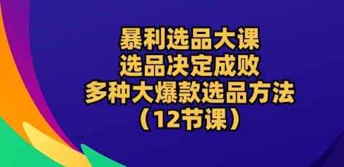 暴利选品大课:选品决定成败,教你多种大爆款选品方法(12节课)-最全资源库