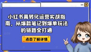 小红书高转化运营实战指南,从爆款笔记到爆单玩法的链路全打通-最全资源库