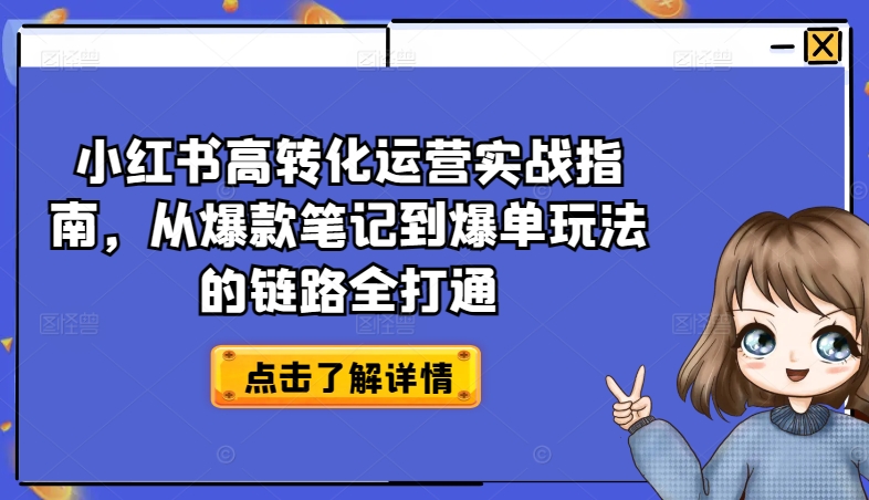 小红书高转化运营实战指南,从爆款笔记到爆单玩法的链路全打通-最全资源库