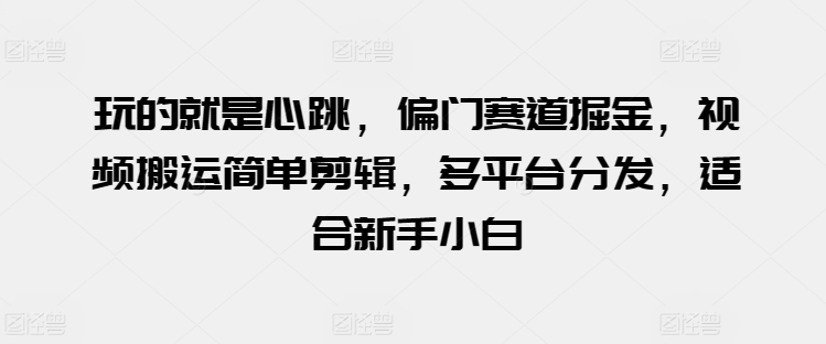 玩的就是心跳,偏门赛道掘金,视频搬运简单剪辑,多平台分发,适合新手小白【揭秘】-最全资源库