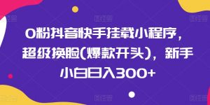 0粉抖音快手挂载小程序，超级换脸(爆款开头)，新手小白日入300+【揭秘】-最全资源库