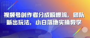 视频号创作者分成瞬爆流,团队新出玩法,小白落地实操教学【揭秘】-最全资源库