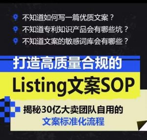 打造高质量合规的Listing文案SOP，掌握亚马逊文案工作的标准化-最全资源库