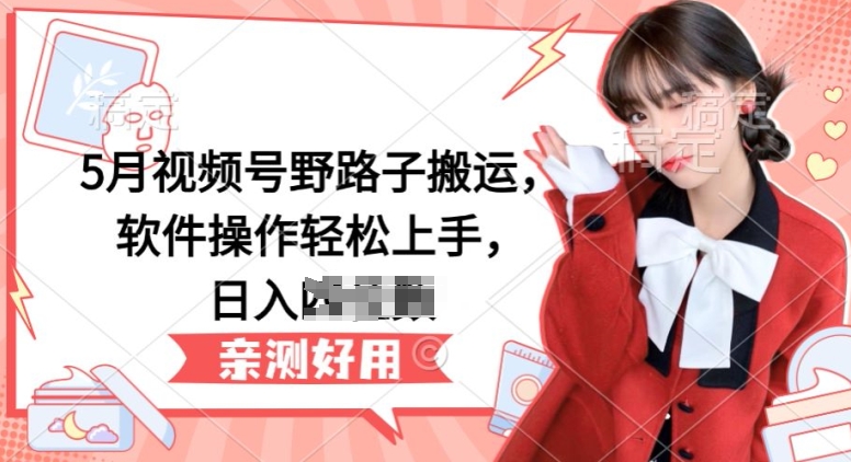 5月视频号野路子搬运,软件操作轻松上手,日入三位数【揭秘】-最全资源库
