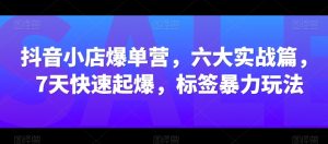 抖音小店爆单营，六大实战篇，7天快速起爆，标签暴力玩法-最全资源库