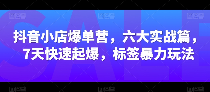 抖音小店爆单营，六大实战篇，7天快速起爆，标签暴力玩法-最全资源库