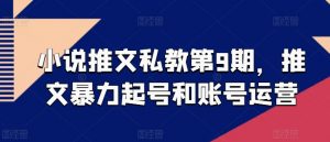 小说推文私教第9期，推文暴力起号和账号运营-最全资源库