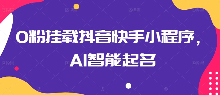 0粉挂载抖音快手小程序，AI智能起名-最全资源库