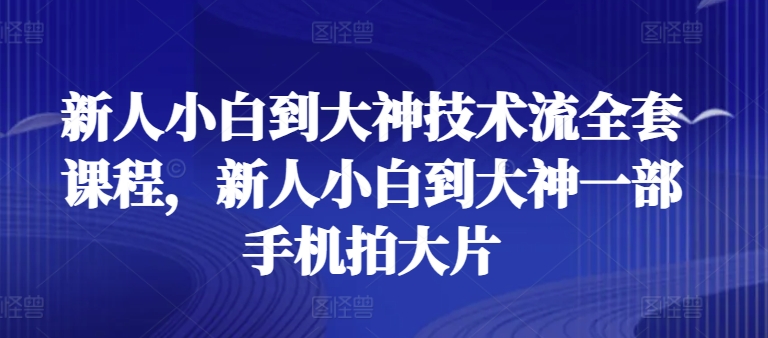 新人小白到大神技术流全套课程,新人小白到大神一部手机拍大片-最全资源库