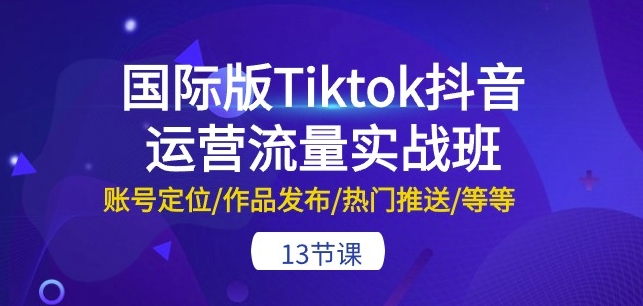 国际版Tiktok抖音运营流量实战班：账号定位/作品发布/热门推送/等等-13节-最全资源库