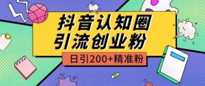 外面收费3980抖音认知圈引流创业粉玩法日引200+精准粉【揭秘】-最全资源库